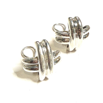 Tiffany & Co Estate X Large Signature Series Earrings Sterling Silver TIF1016