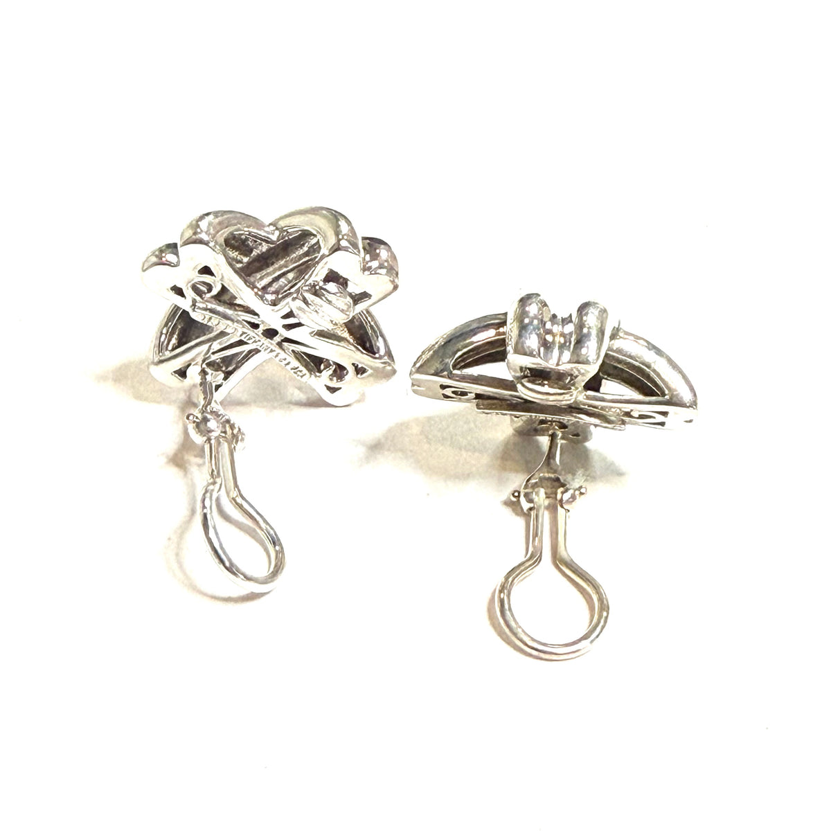 Tiffany & Co Estate X Large Signature Series Earrings Sterling Silver TIF1016