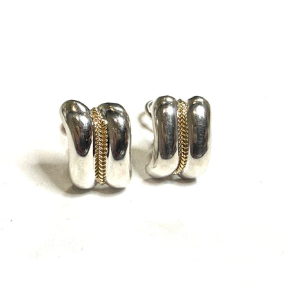 Tiffany & Co Estate Omega Back Earrings 14k Gold Sterling Silver TIF1017