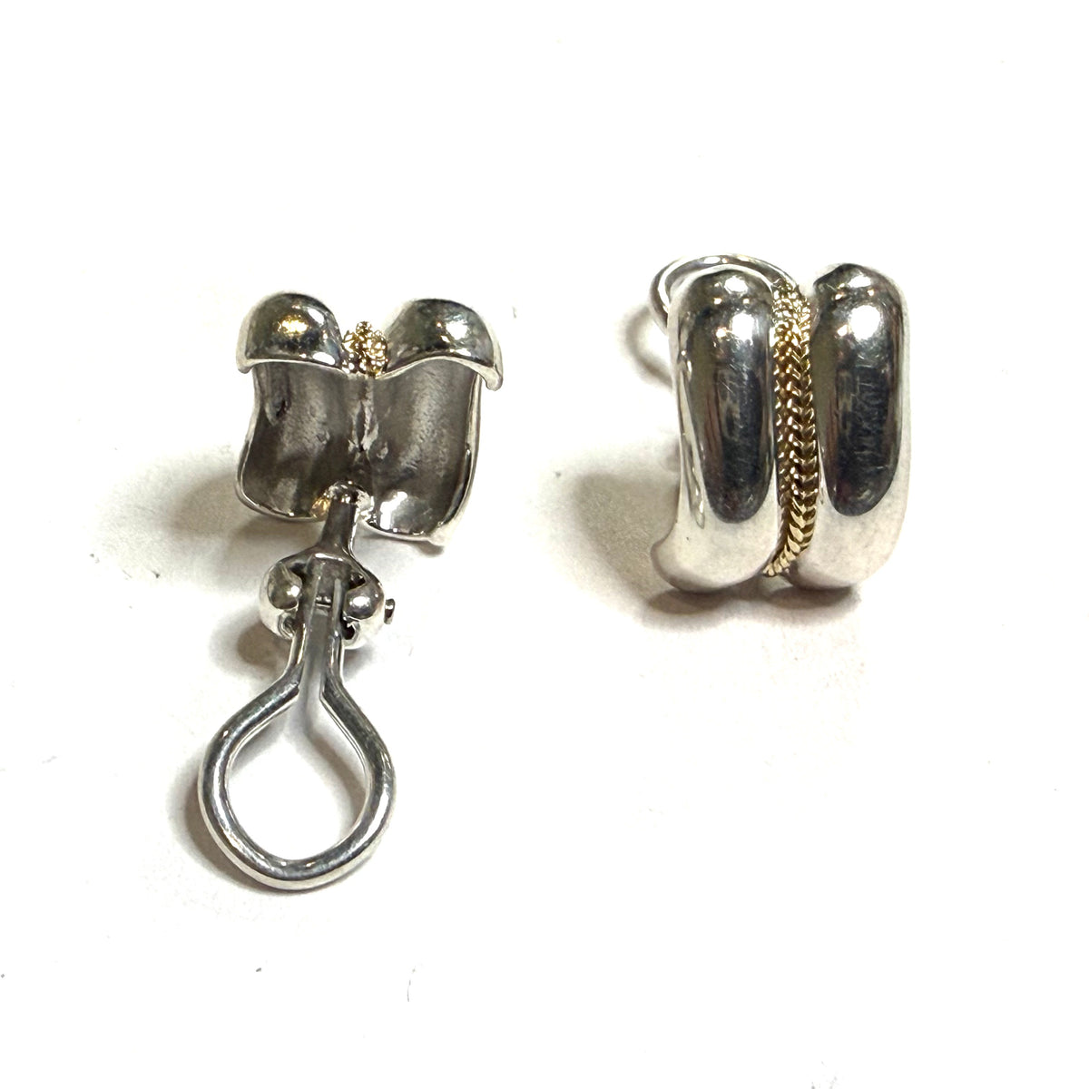 Tiffany & Co Estate Omega Back Earrings 14k Gold Sterling Silver TIF1017