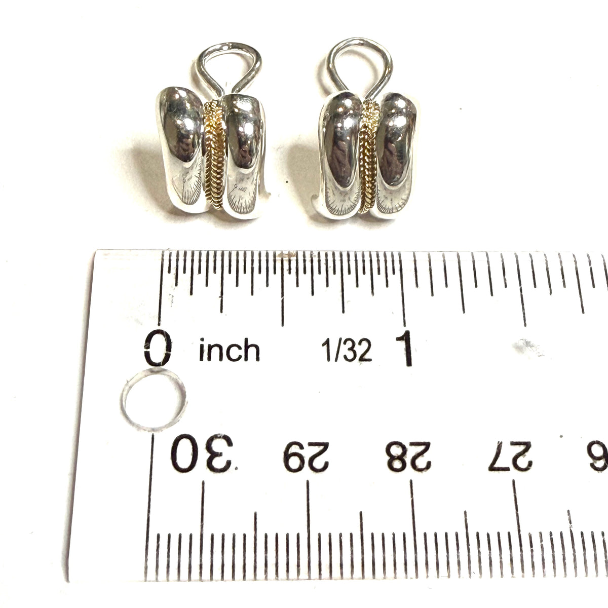 Tiffany & Co Estate Omega Back Earrings 14k Gold Sterling Silver TIF1017