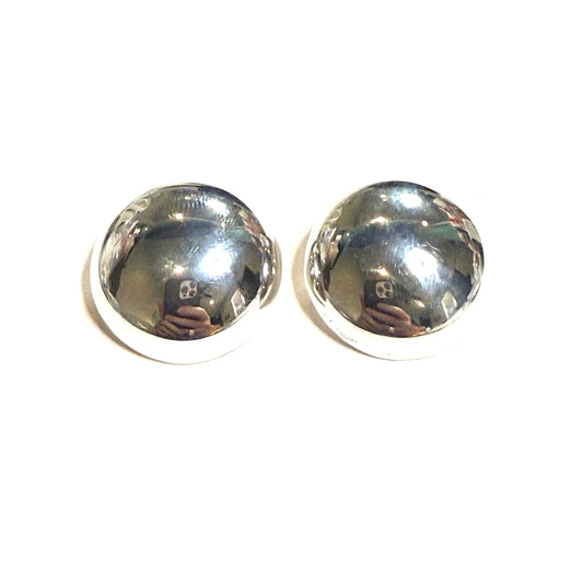 Tiffany & Co Estate Large Puffed Clip-on Earrings Sterling Silver TIF1018