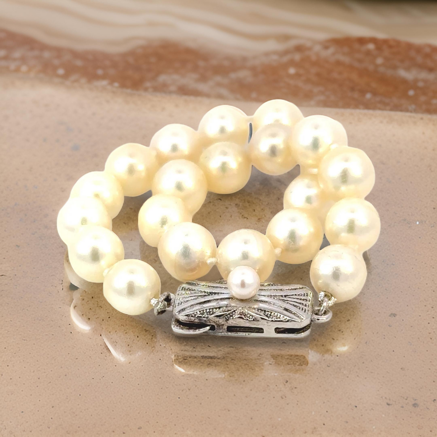 Mikimoto Estate Akoya Pearl Bracelet 7" Sterling Silver 7 mm M437