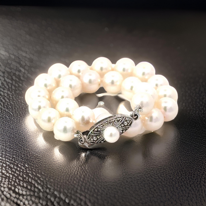 Mikimoto Estate Akoya Pearl Bracelet 7" Sterling Silver 6 mm M438