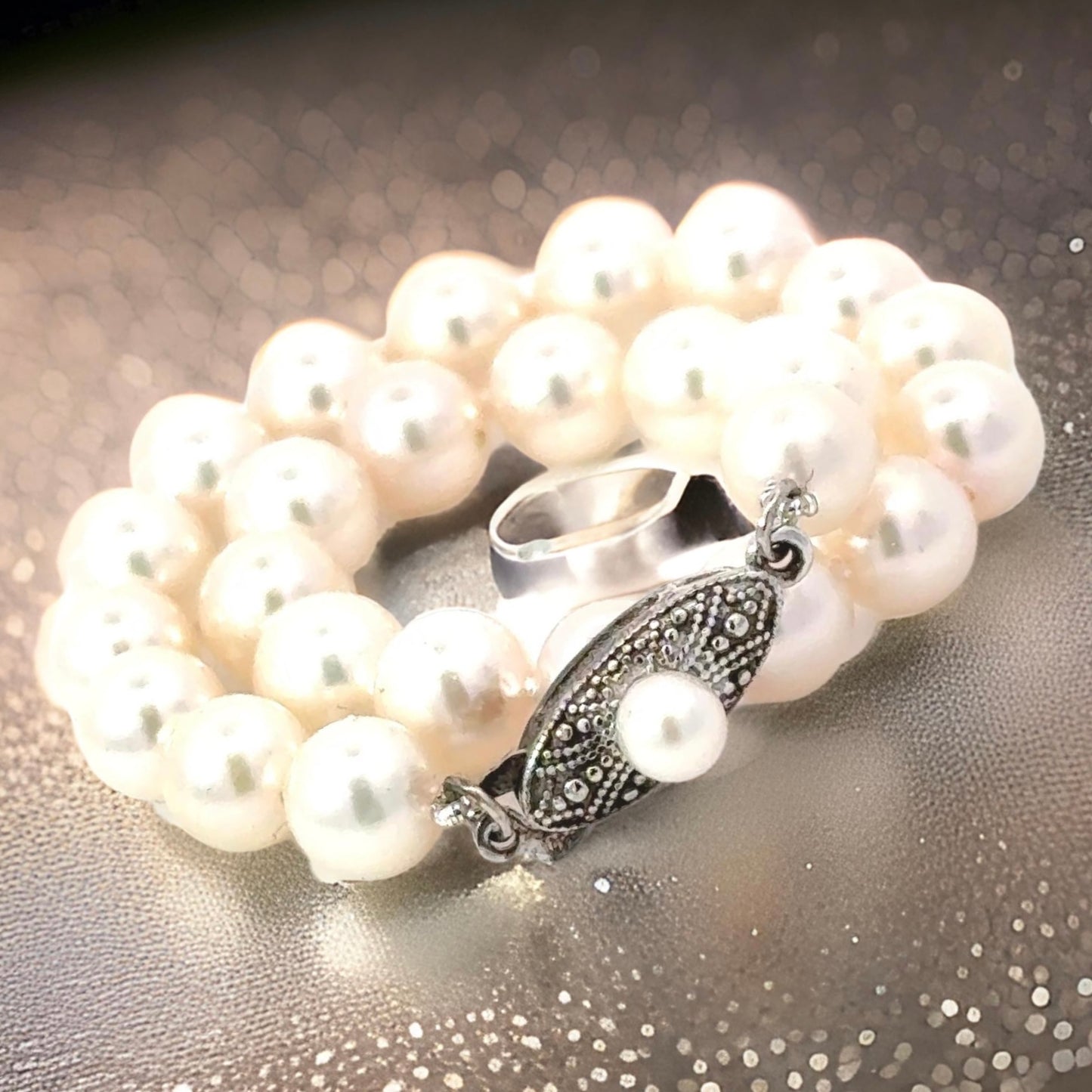 Mikimoto Estate Akoya Pearl Bracelet 7" Sterling Silver 6 mm M438