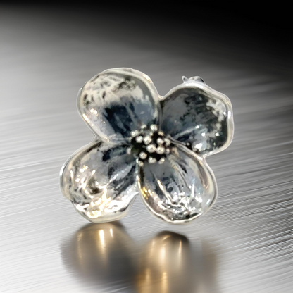 Tiffany & Co Estate Dogwood 4 leaf clover Flower Brooch Sterling Silver 4.45 Grams TIF845