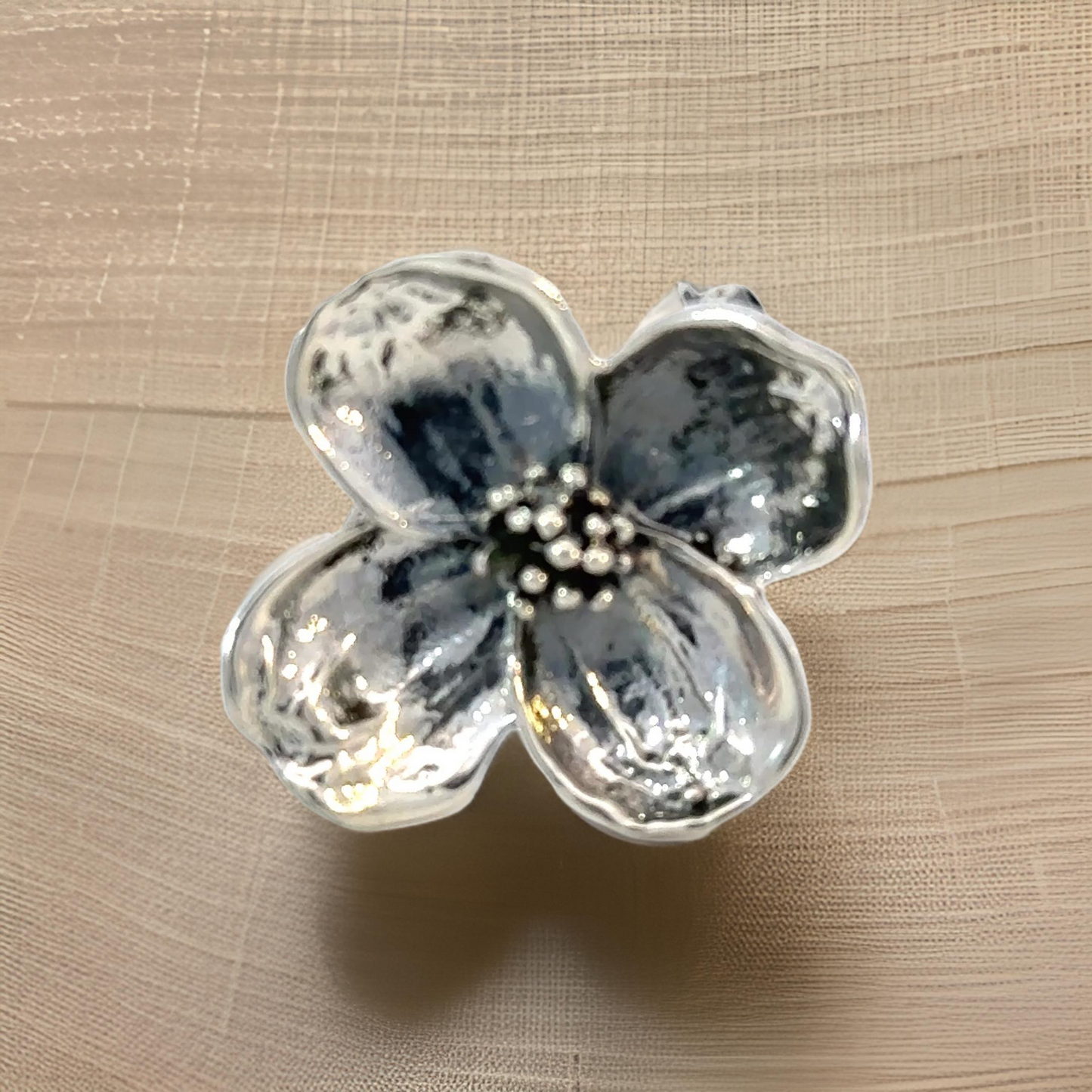 Tiffany & Co Estate Dogwood 4 leaf clover Flower Brooch Sterling Silver 4.45 Grams TIF845