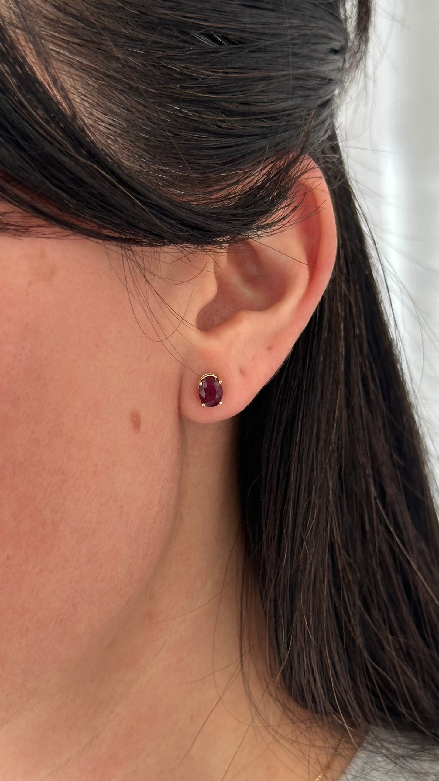 Natural Ruby Stud Earrings 14k Yellow Gold 2 TCW Certified $1,290 311044