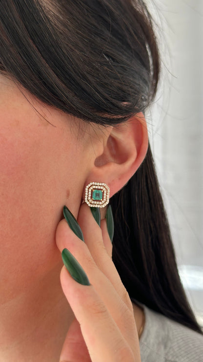 Natural Emerald Diamond Earrings 14k Gold 1.52 TCW Certified $6,950 111888