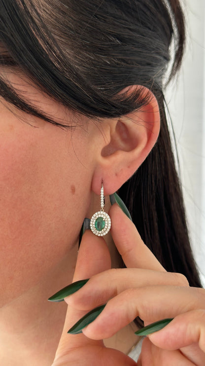 Natural Emerald Diamond Earrings 18k White Gold 1.96 TCW Certified $6,950 017707