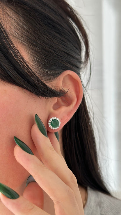 Natural Emerald Diamond Earrings 14k Gold 3.06 TCW Certified $4,950 509019