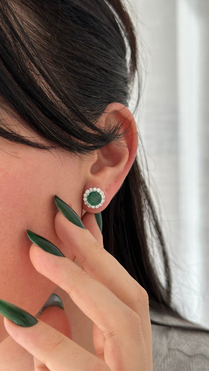 Natural Emerald Diamond Earrings 14k Gold 3.06 TCW Certified $4,950 509019