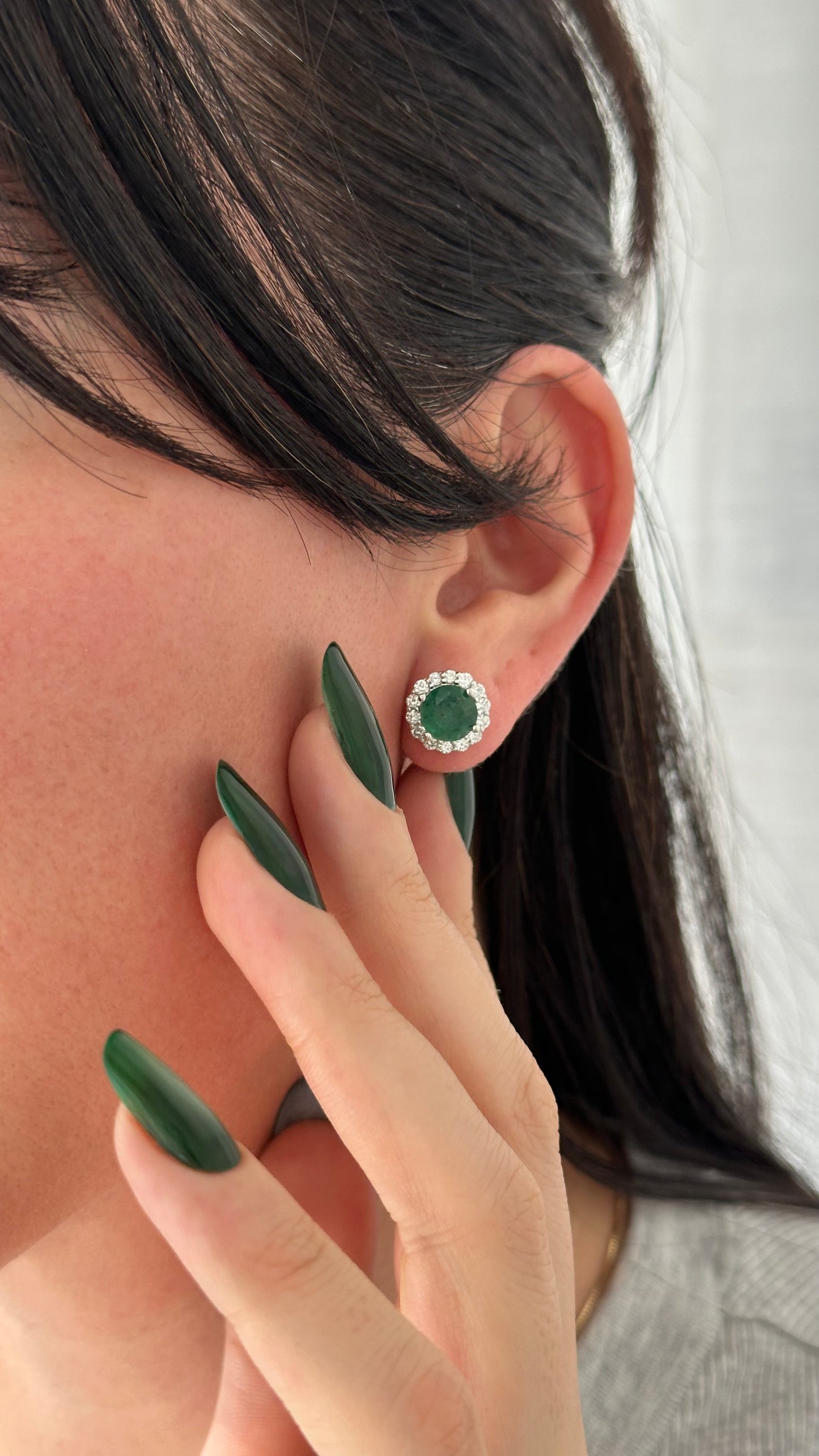 Natural Emerald Diamond Earrings 14k Gold 3.06 TCW Certified $4,950 509019