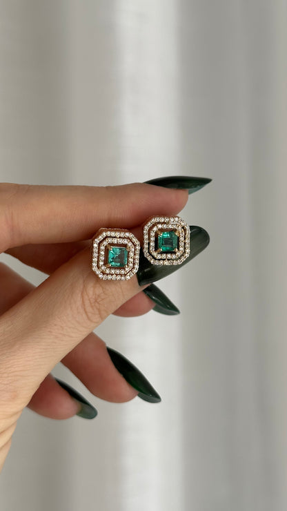 Natural Emerald Diamond Earrings 14k Gold 1.52 TCW Certified $6,950 111888