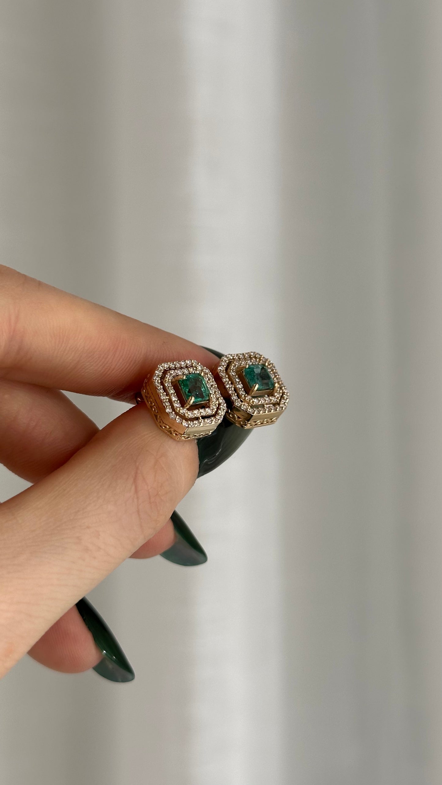 Natural Emerald Diamond Earrings 14k Gold 1.52 TCW Certified $6,950 111888