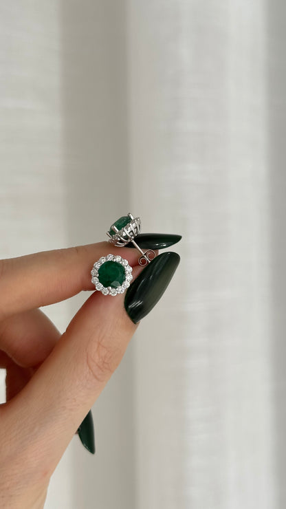 Natural Emerald Diamond Earrings 14k Gold 3.06 TCW Certified $4,950 509019