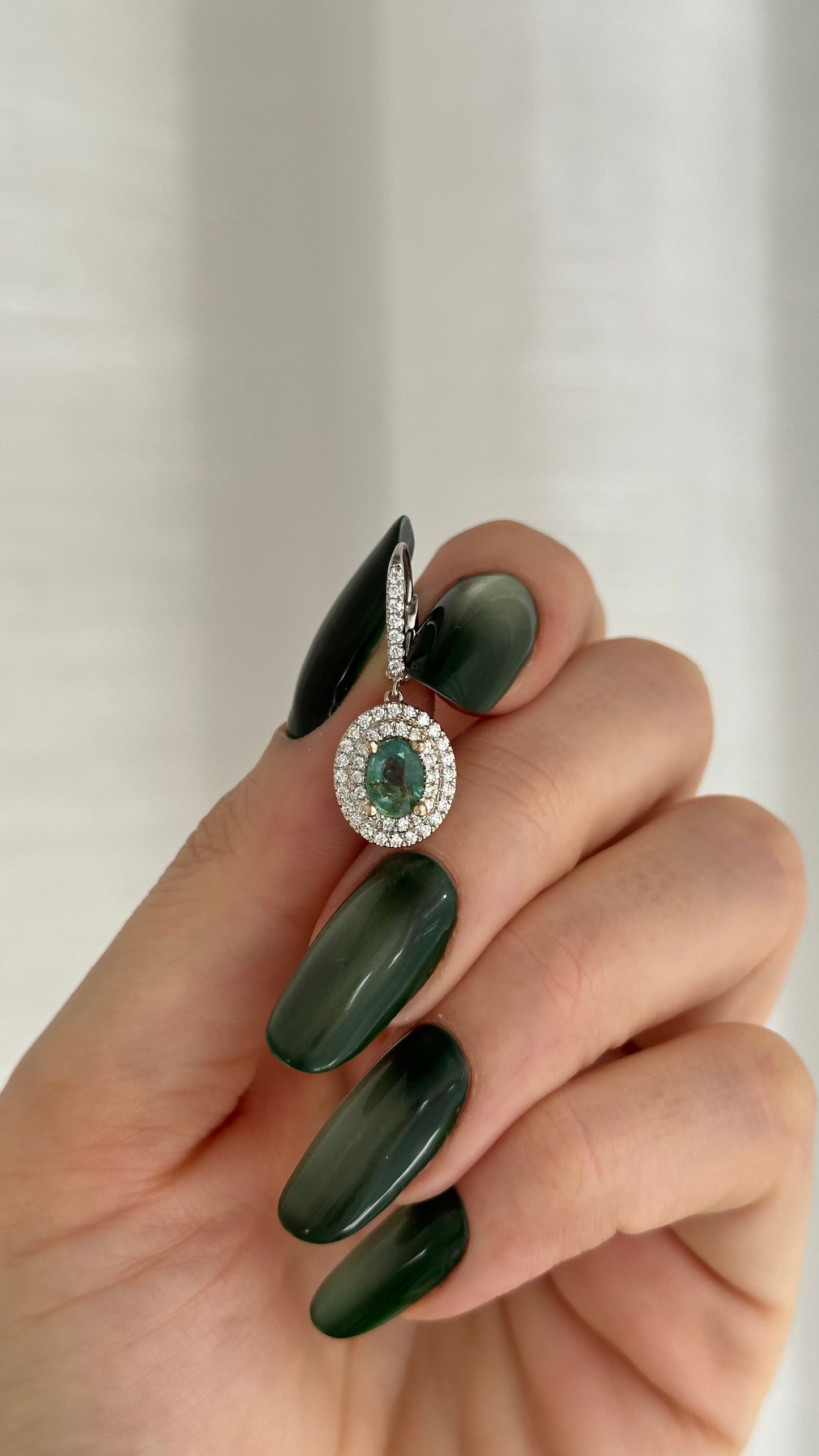 Natural Emerald Diamond Earrings 18k White Gold 1.96 TCW Certified $6,950 017707