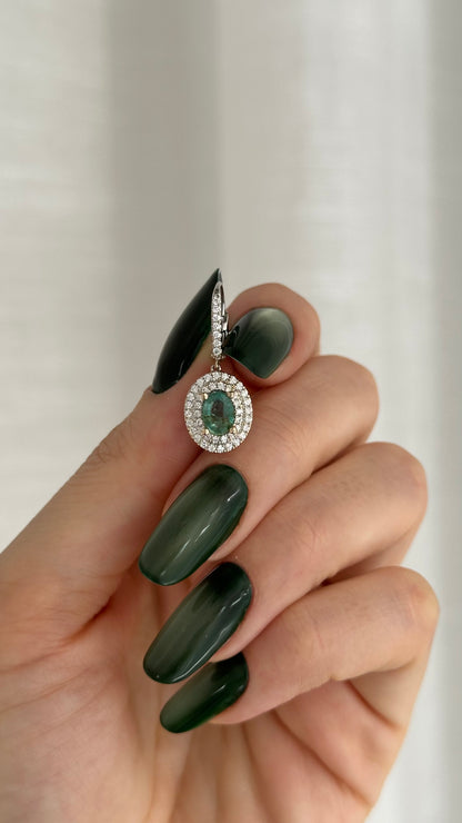 Natural Emerald Diamond Earrings 18k White Gold 1.96 TCW Certified $6,950 017707