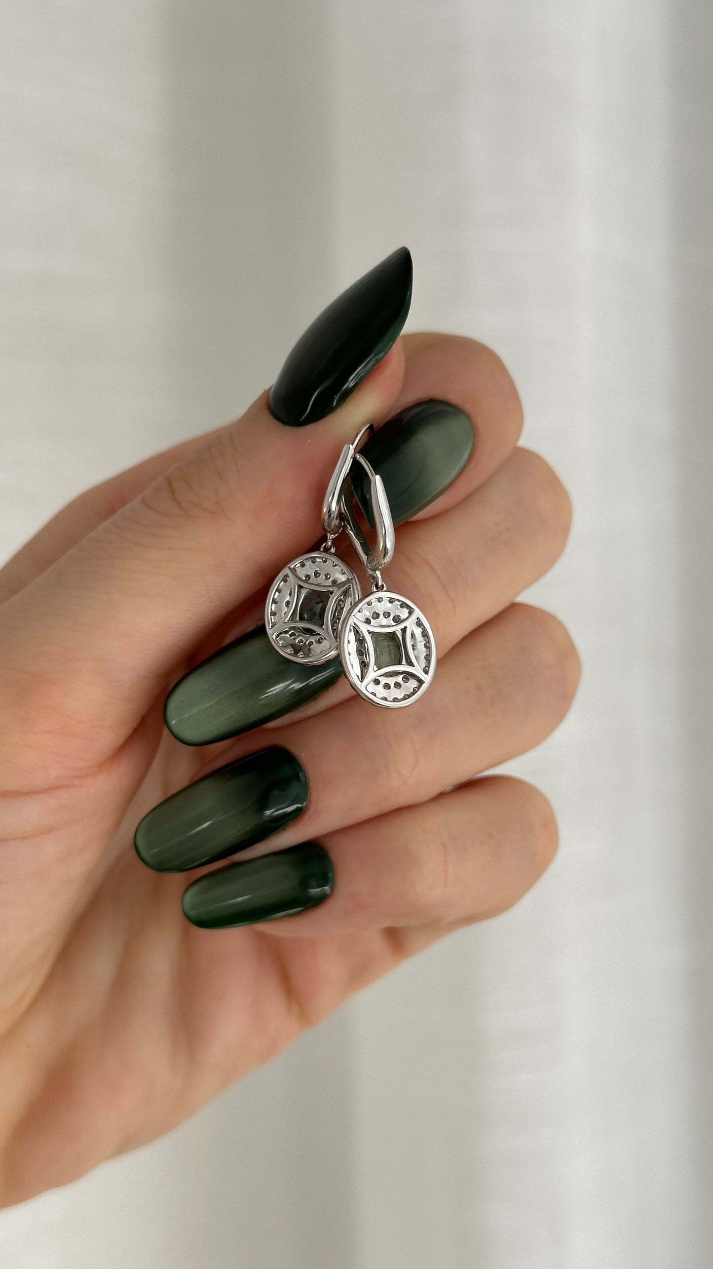 Natural Emerald Diamond Earrings 18k White Gold 1.96 TCW Certified $6,950 017707
