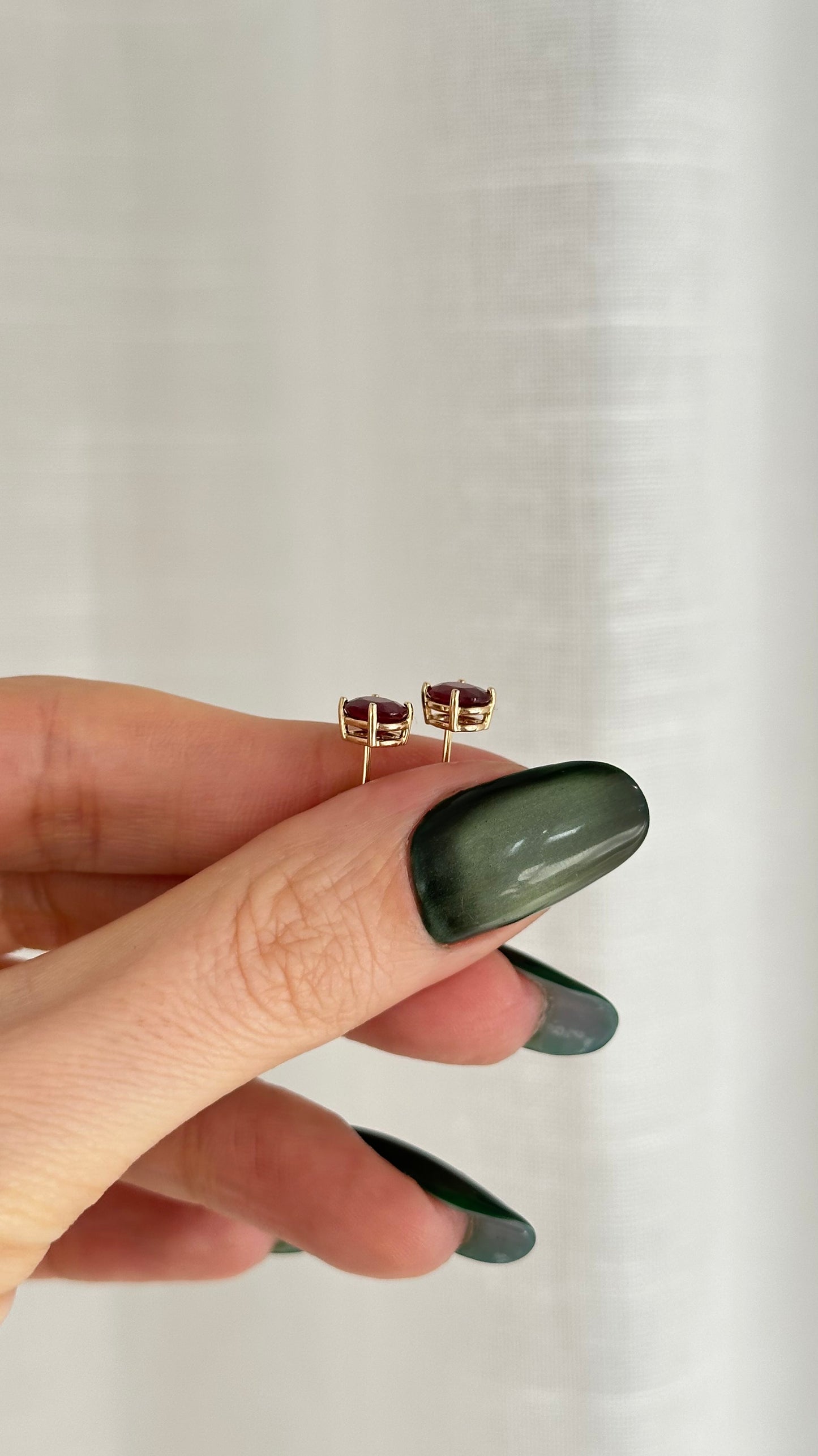 Natural Ruby Stud Earrings 14k Yellow Gold 2 TCW Certified $1,290 311044
