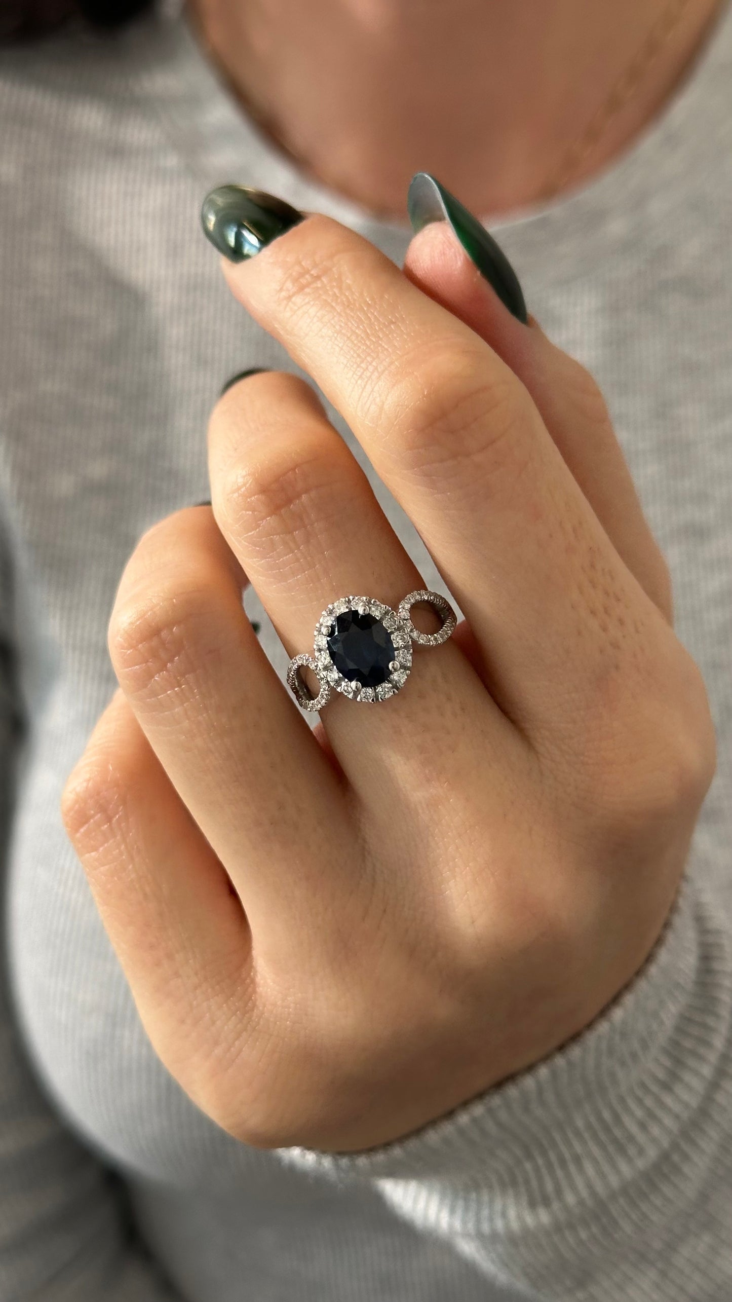 Natural Sapphire Diamond Ring Size 6.25 14k W Gold 2.31 TCW Certified $4,975 402670