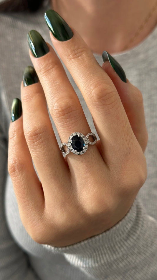 Natural Sapphire Diamond Ring Size 6.25 14k W Gold 2.31 TCW Certified $4,975 402670