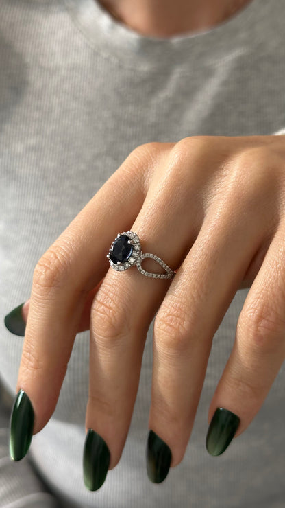 Natural Sapphire Diamond Ring Size 6.25 14k W Gold 2.31 TCW Certified $4,975 402670