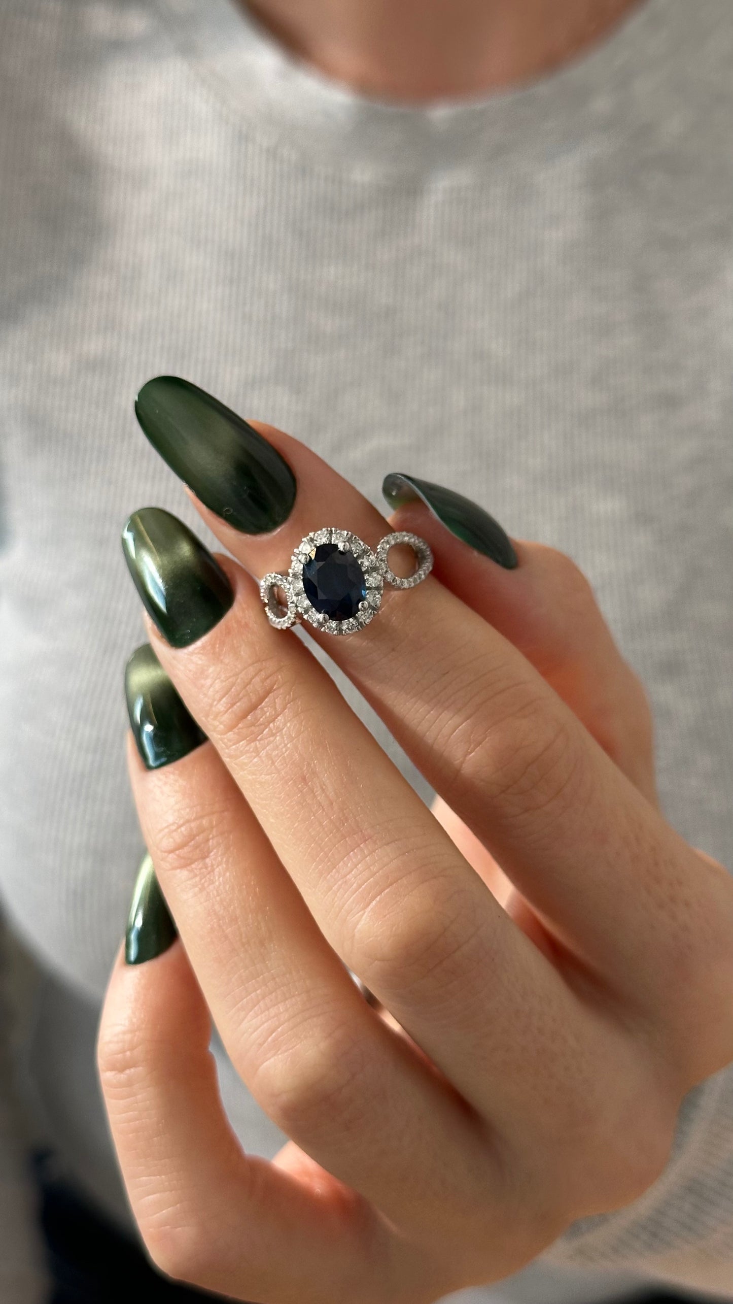 Natural Sapphire Diamond Ring Size 6.25 14k W Gold 2.31 TCW Certified $4,975 402670