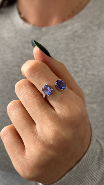 Natural Tanzanite Diamond Ring Size 6 14k W Gold 4 TCW Certified $5,950 402664