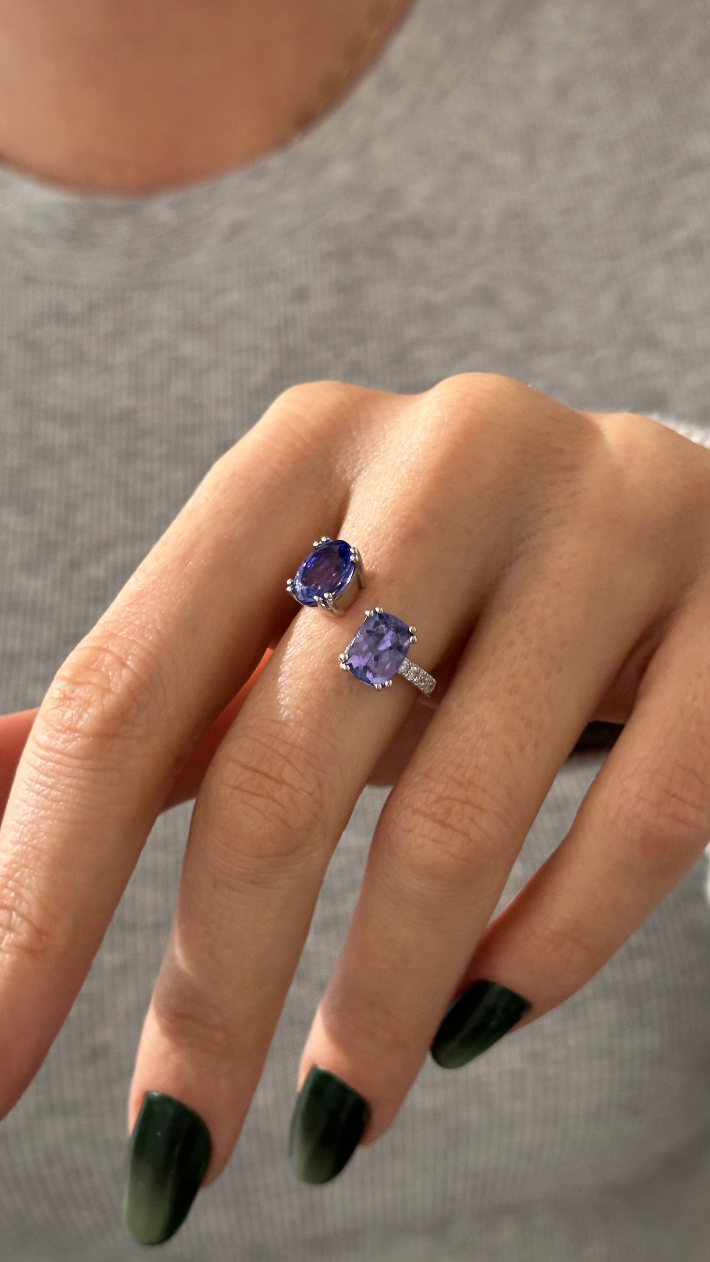 Natural Tanzanite Diamond Ring Size 6 14k W Gold 4 TCW Certified $5,950 402664