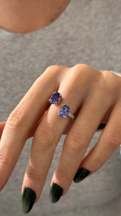 Natural Tanzanite Diamond Ring Size 6 14k W Gold 4 TCW Certified $5,950 402664