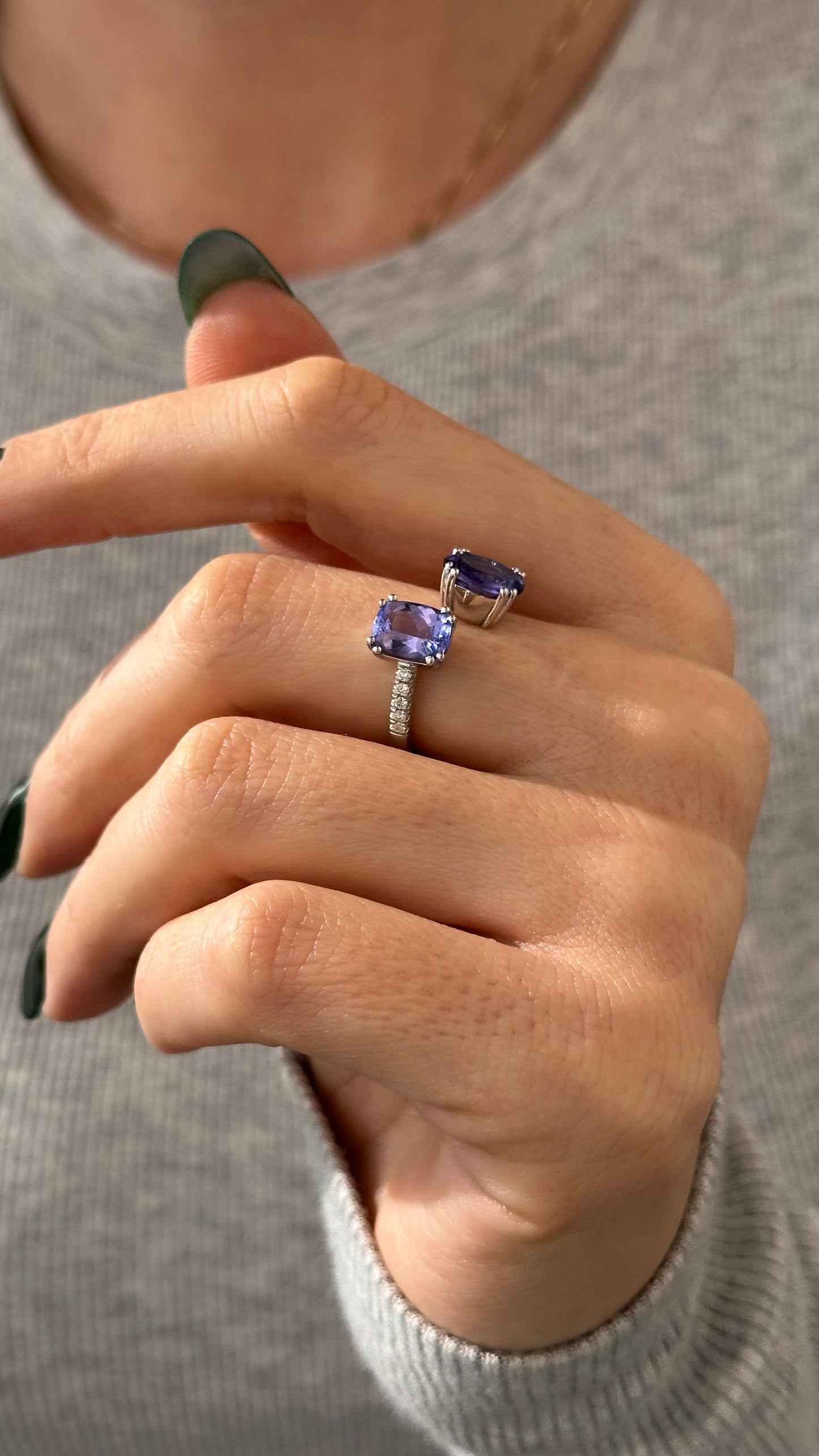 Natural Tanzanite Diamond Ring Size 6 14k W Gold 4 TCW Certified $5,950 402664