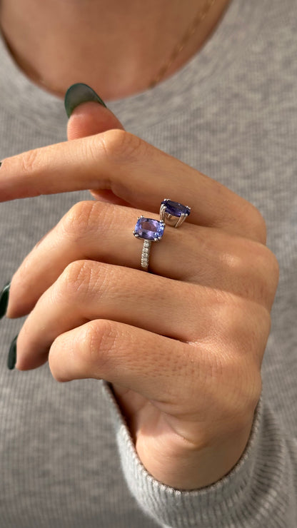 Natural Tanzanite Diamond Ring Size 6 14k W Gold 4 TCW Certified $5,950 402664