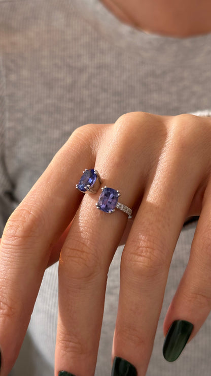 Natural Tanzanite Diamond Ring Size 6 14k W Gold 4 TCW Certified $5,950 402664