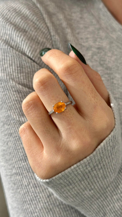 Natural Orange Sapphire Diamond Ring 6.75 14k W Gold 2.6 TCW Certified $4,950 310584