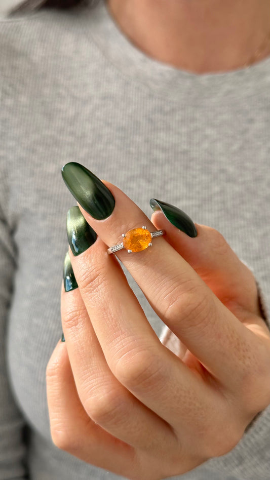 Natural Orange Sapphire Diamond Ring 6.75 14k W Gold 2.6 TCW Certified $4,950 310584