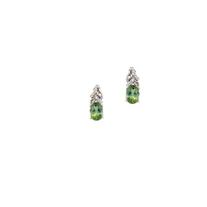 Natural Tourmaline Diamond Earrings 14k White Gold 1.57 TCW Certified $3,490 211894