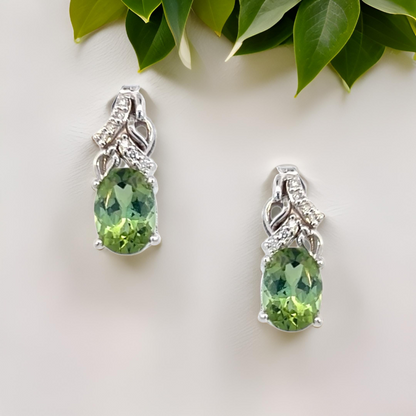 Natural Tourmaline Diamond Earrings 14k White Gold 1.57 TCW Certified $3,490 211894