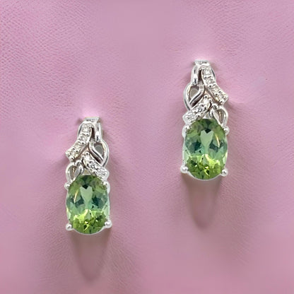 Natural Tourmaline Diamond Earrings 14k White Gold 1.57 TCW Certified $3,490 211894