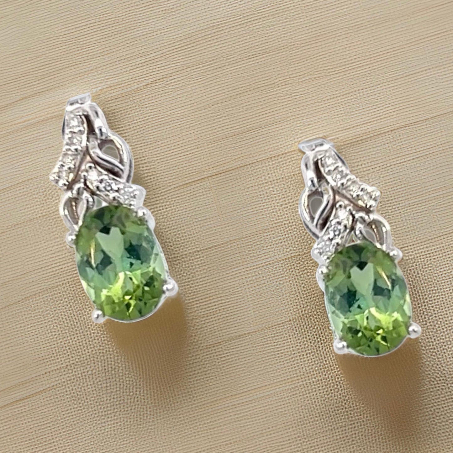 Natural Tourmaline Diamond Earrings 14k White Gold 1.57 TCW Certified $3,490 211894