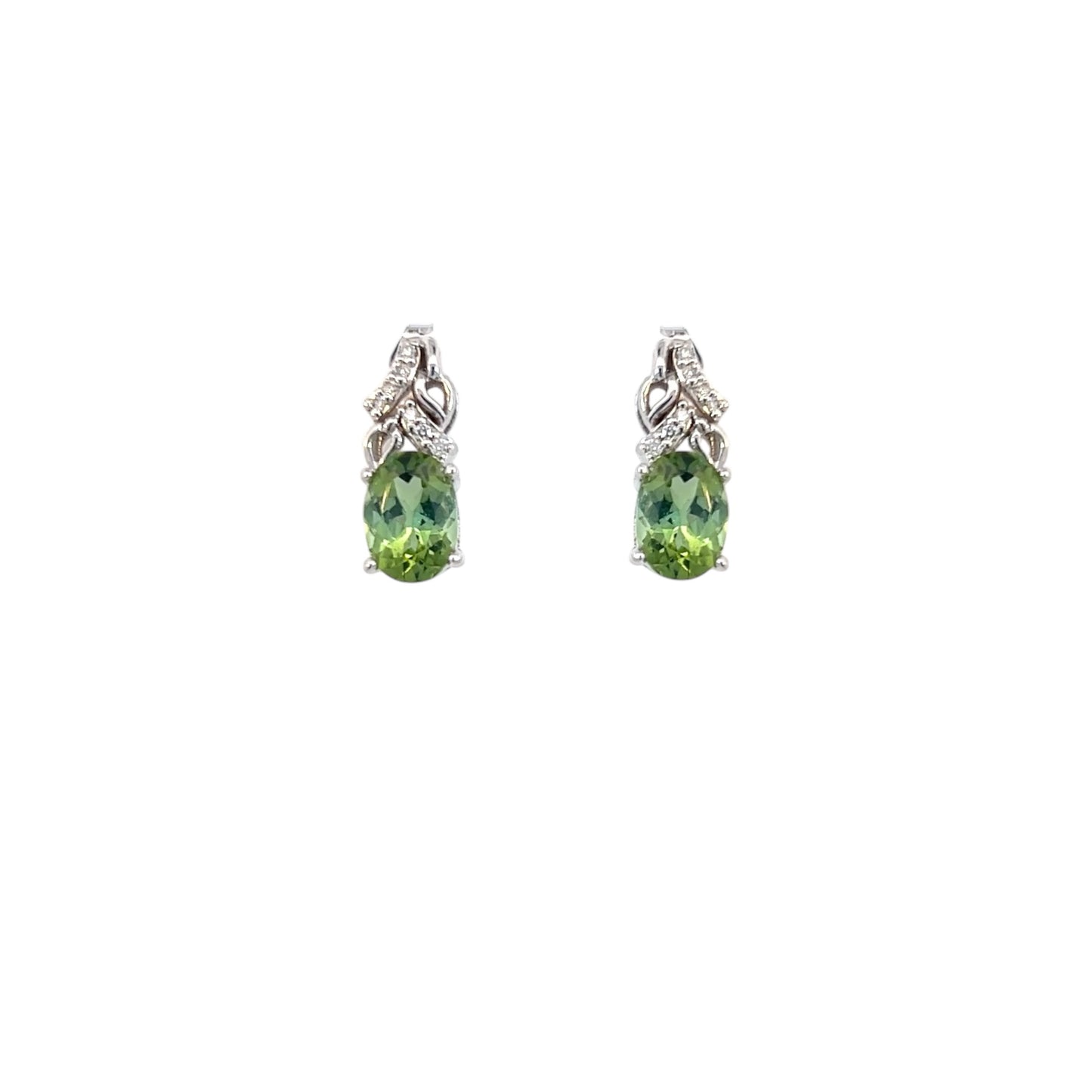 Natural Tourmaline Diamond Earrings 14k White Gold 1.57 TCW Certified $3,490 211894