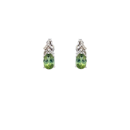 Natural Tourmaline Diamond Earrings 14k White Gold 1.57 TCW Certified $3,490 211894