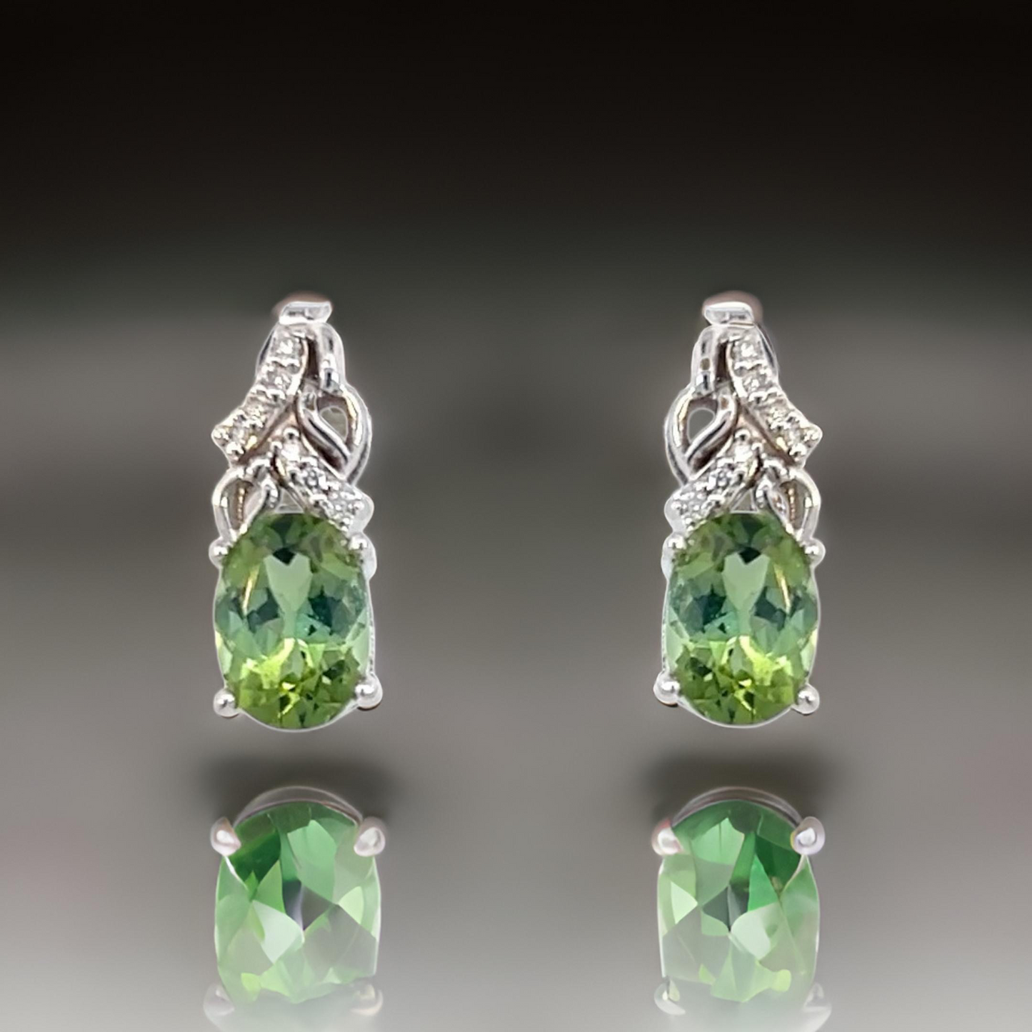 Natural Tourmaline Diamond Earrings 14k White Gold 1.57 TCW Certified $3,490 211894