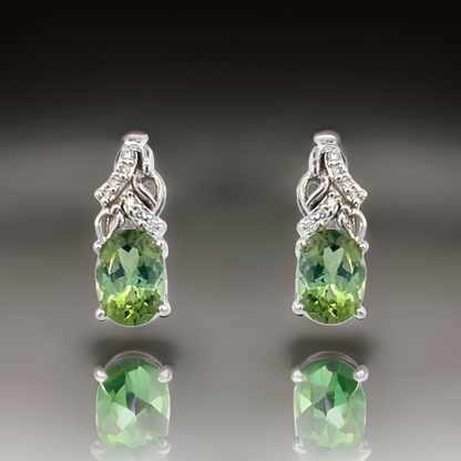 Natural Tourmaline Diamond Earrings 14k White Gold 1.57 TCW Certified $3,490 211894