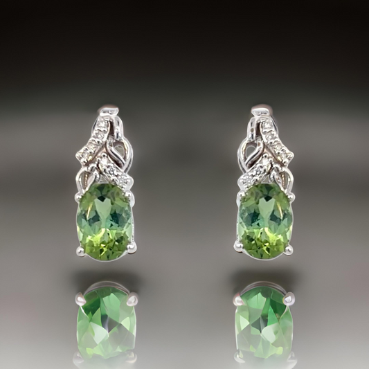 Natural Tourmaline Diamond Earrings 14k White Gold 1.57 TCW Certified $3,490 211894