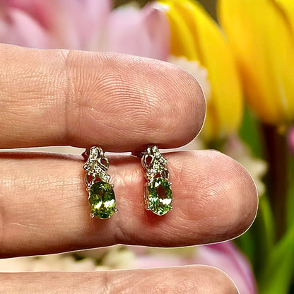 Natural Tourmaline Diamond Earrings 14k White Gold 1.57 TCW Certified $3,490 211894