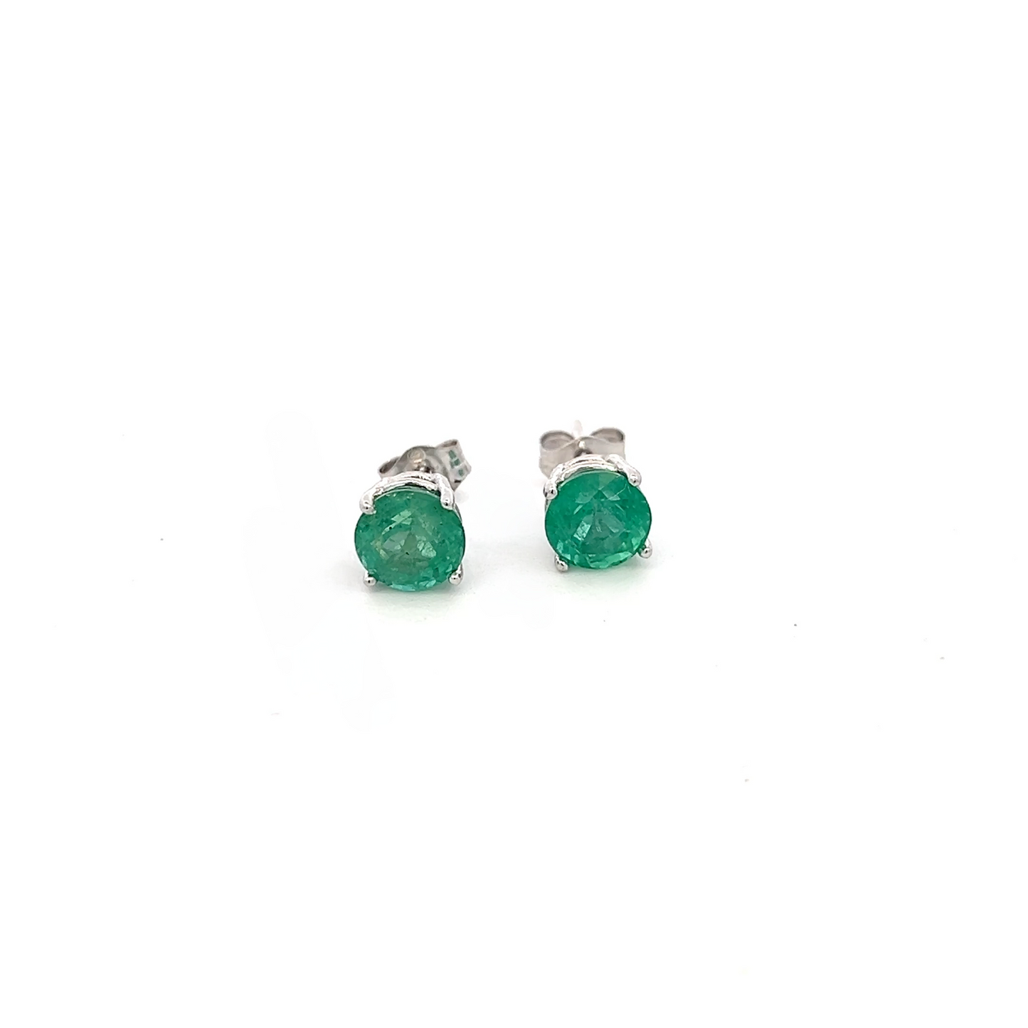 Natural Emerald Stud Earrings 14k White Gold 1.93 Carats Certified $1,995 121155