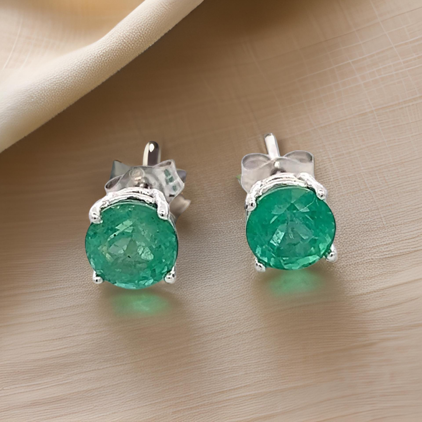 Natural Emerald Stud Earrings 14k White Gold 1.93 Carats Certified $1,995 121155