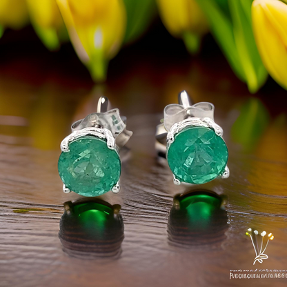 Natural Emerald Stud Earrings 14k White Gold 1.93 Carats Certified $1,995 121155