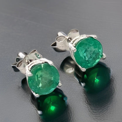 Natural Emerald Stud Earrings 14k White Gold 1.93 Carats Certified $1,995 121155